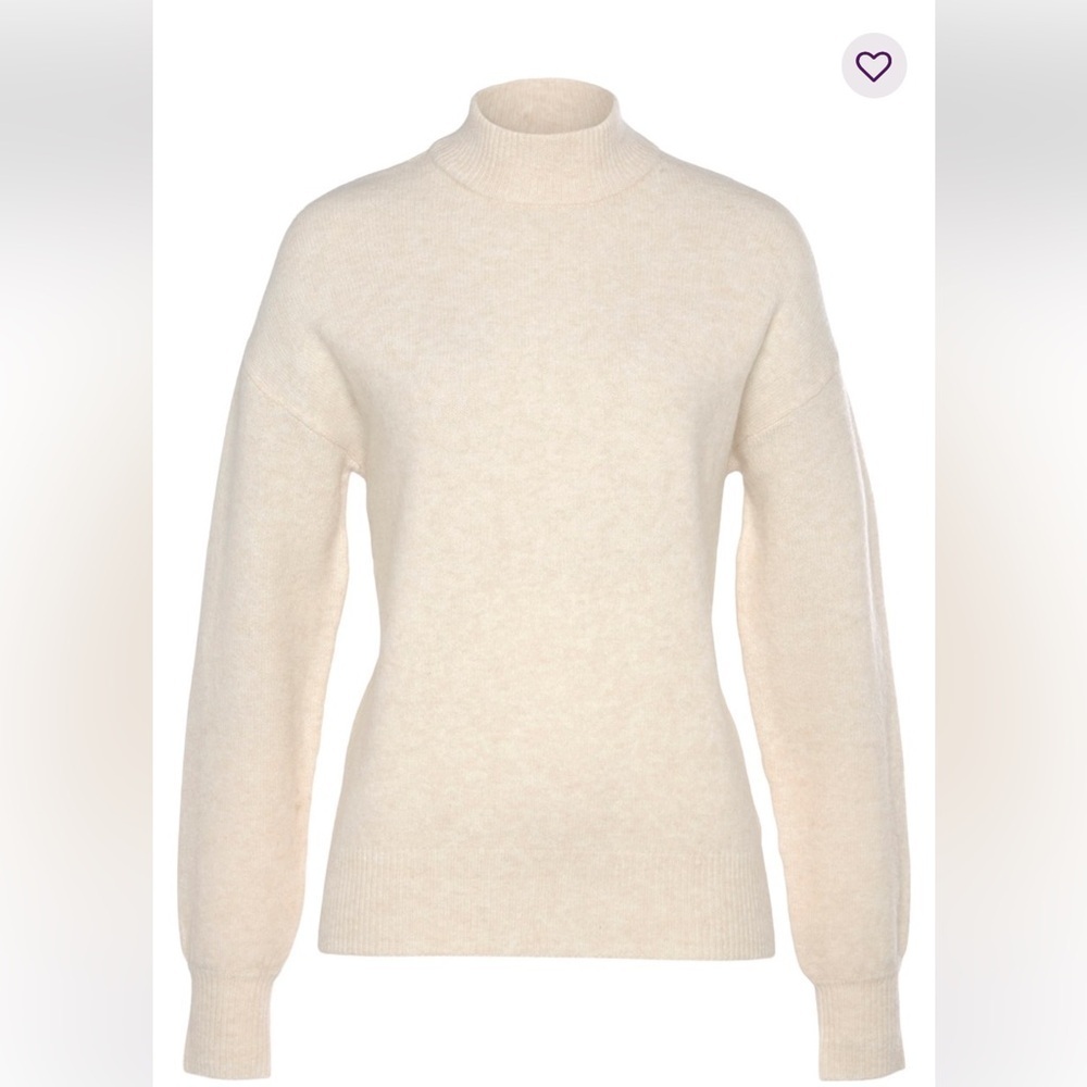 Lascana Women Turtleneck Sweater Cream Gold Button Soft Cozy Academia size 8/10